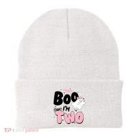 Cute Funny Halloween Boo Im Two Birthday Ghost Girl Beanie thumb 0