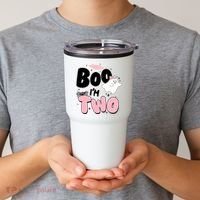 Cute Funny Halloween Boo Im Two Birthday Ghost Girl Tumbler thumb 2