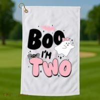 Cute Funny Halloween Boo Im Two Birthday Ghost Girl Golf Towel thumb 1