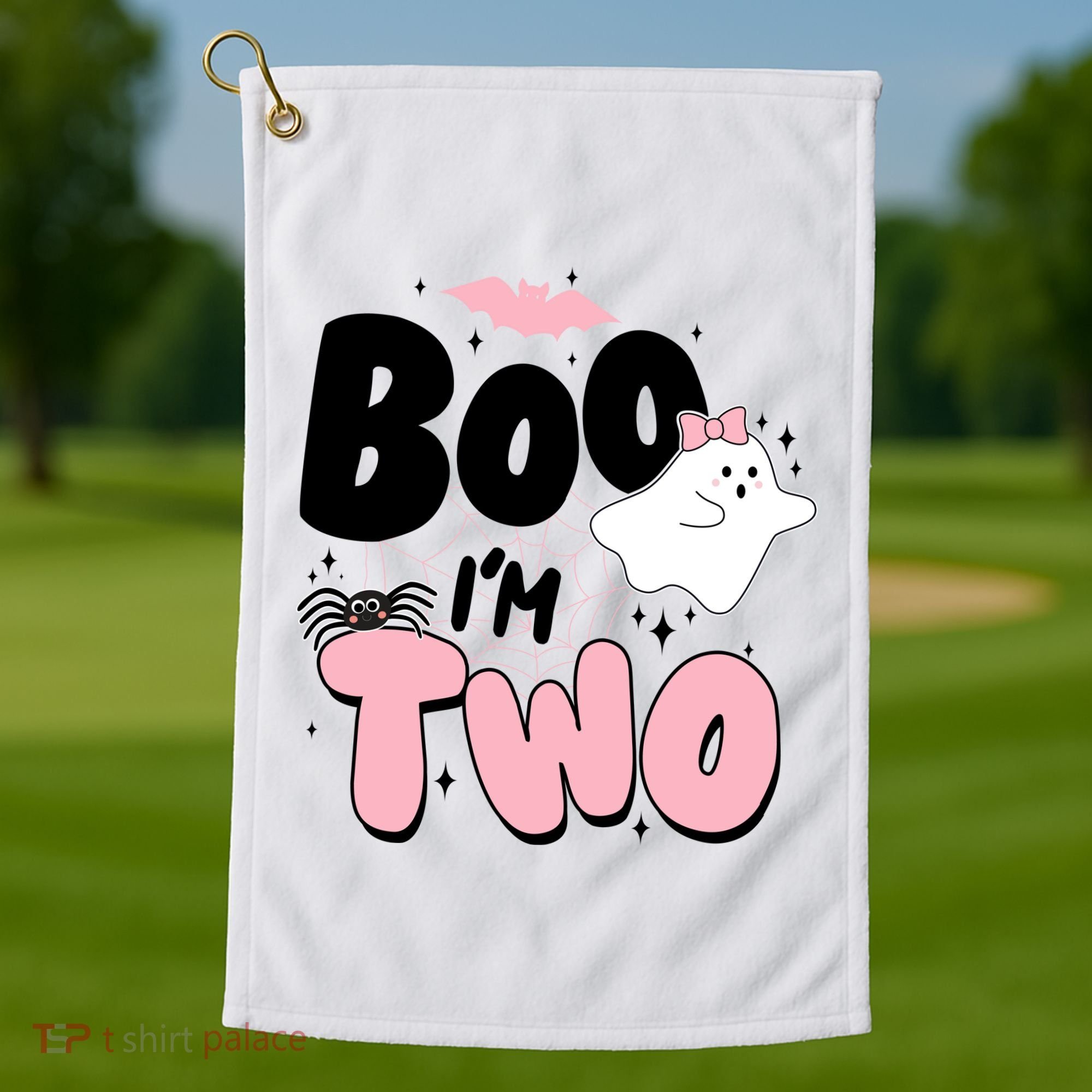 Cute Funny Halloween Boo Im Two Birthday Ghost Girl Golf Towel