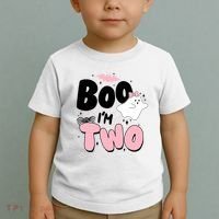 Cute Funny Halloween Boo Im Two Birthday Ghost Girl Toddler T-Shirt thumb 2