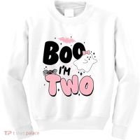 Cute Funny Halloween Boo Im Two Birthday Ghost Girl Kids Sweatshirt thumb 0