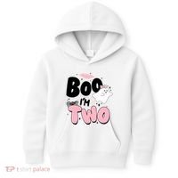 Cute Funny Halloween Boo Im Two Birthday Ghost Girl Kids Hoodie thumb 0