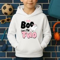 Cute Funny Halloween Boo Im Two Birthday Ghost Girl Kids Hoodie thumb 2
