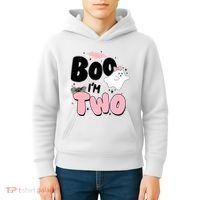 Cute Funny Halloween Boo Im Two Birthday Ghost Girl Kids Hoodie thumb 4