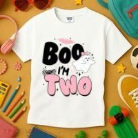 Cute Funny Halloween Boo Im Two Birthday Ghost Girl Kids T-Shirt thumb 3