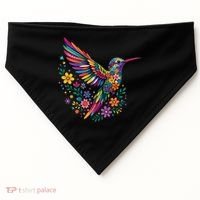 Cute Floral Humming Bird Animal Lover Spring USA-Made Doggie Bandana thumb 0