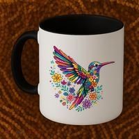Cute Floral Humming Bird Animal Lover Spring Coffee Mug thumb 2