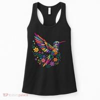 Cute Floral Humming Bird Animal Lover Spring Women's Tank Top thumb 0
