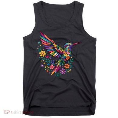 Cute Floral Humming Bird Animal Lover Spring Tank Top