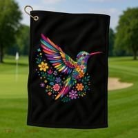 Cute Floral Humming Bird Animal Lover Spring Golf Towel thumb 1