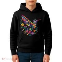 Cute Floral Humming Bird Animal Lover Spring Kids Hoodie thumb 4