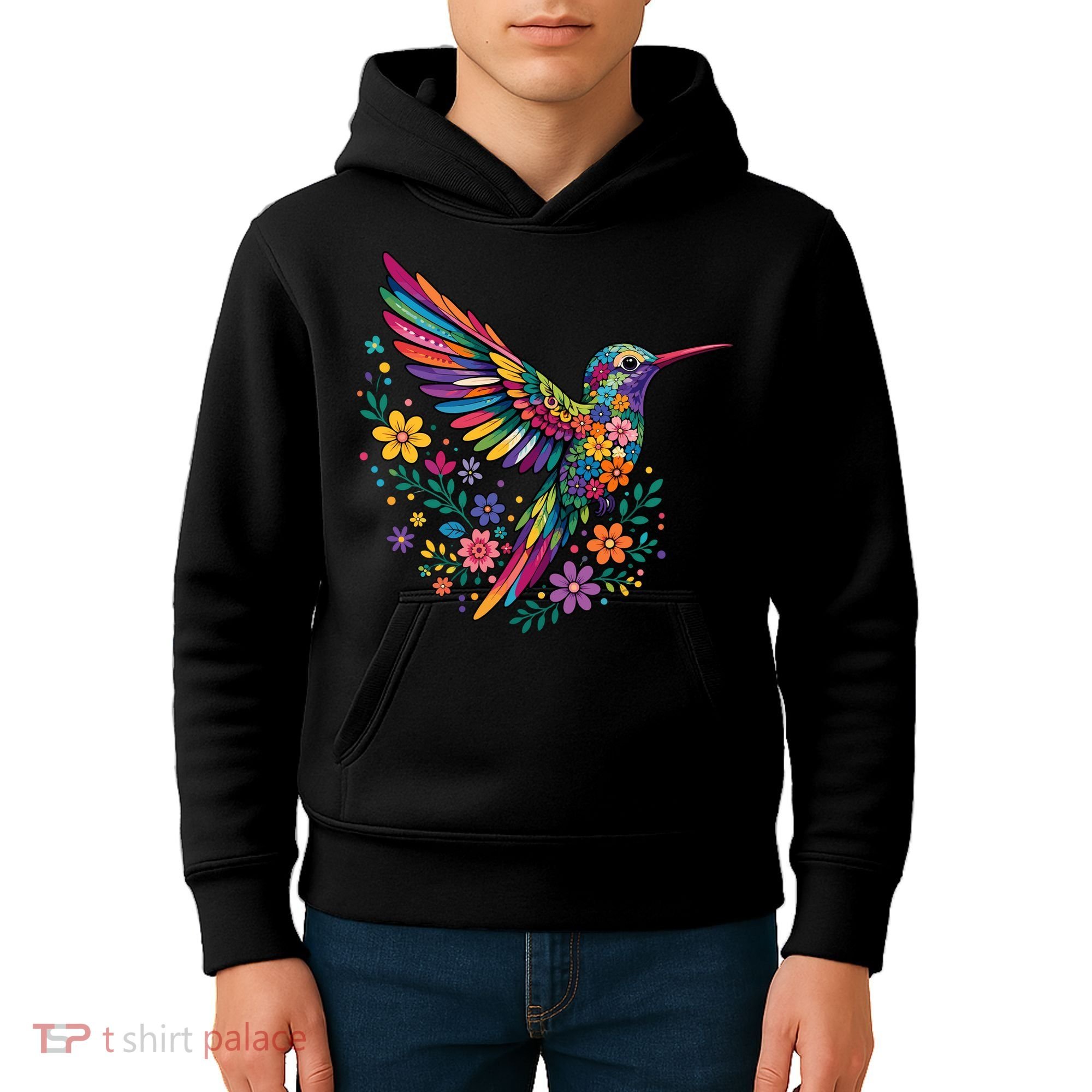Cute Floral Humming Bird Animal Lover Spring Kids Hoodie