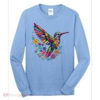 Cute Floral Humming Bird Animal Lover Spring Long Sleeve Shirt thumb 0