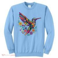 Cute Floral Humming Bird Animal Lover Spring Sweatshirt thumb 0