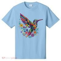Cute Floral Humming Bird Animal Lover Spring T-Shirt thumb 0