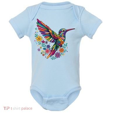 Cute Floral Humming Bird Animal Lover Spring Baby Bodysuit