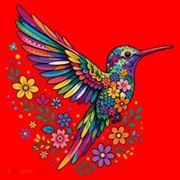 Cute Floral Humming Bird Animal Lover Spring Santa Hat thumb 1