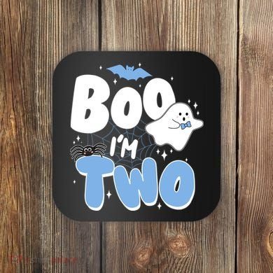 Cute Funny Halloween Boo Im Two Birthday Ghost Boy Coaster