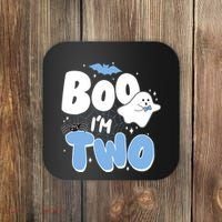 Cute Funny Halloween Boo Im Two Birthday Ghost Boy Coaster thumb 0