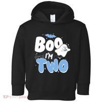 Cute Funny Halloween Boo Im Two Birthday Ghost Boy Toddler Hoodie thumb 0