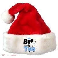 Cute Funny Halloween Boo Im Two Birthday Ghost Boy Santa Hat thumb 0