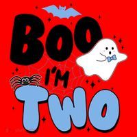 Cute Funny Halloween Boo Im Two Birthday Ghost Boy Santa Hat thumb 1