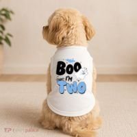 Cute Funny Halloween Boo Im Two Birthday Ghost Boy Doggie Tank thumb 2