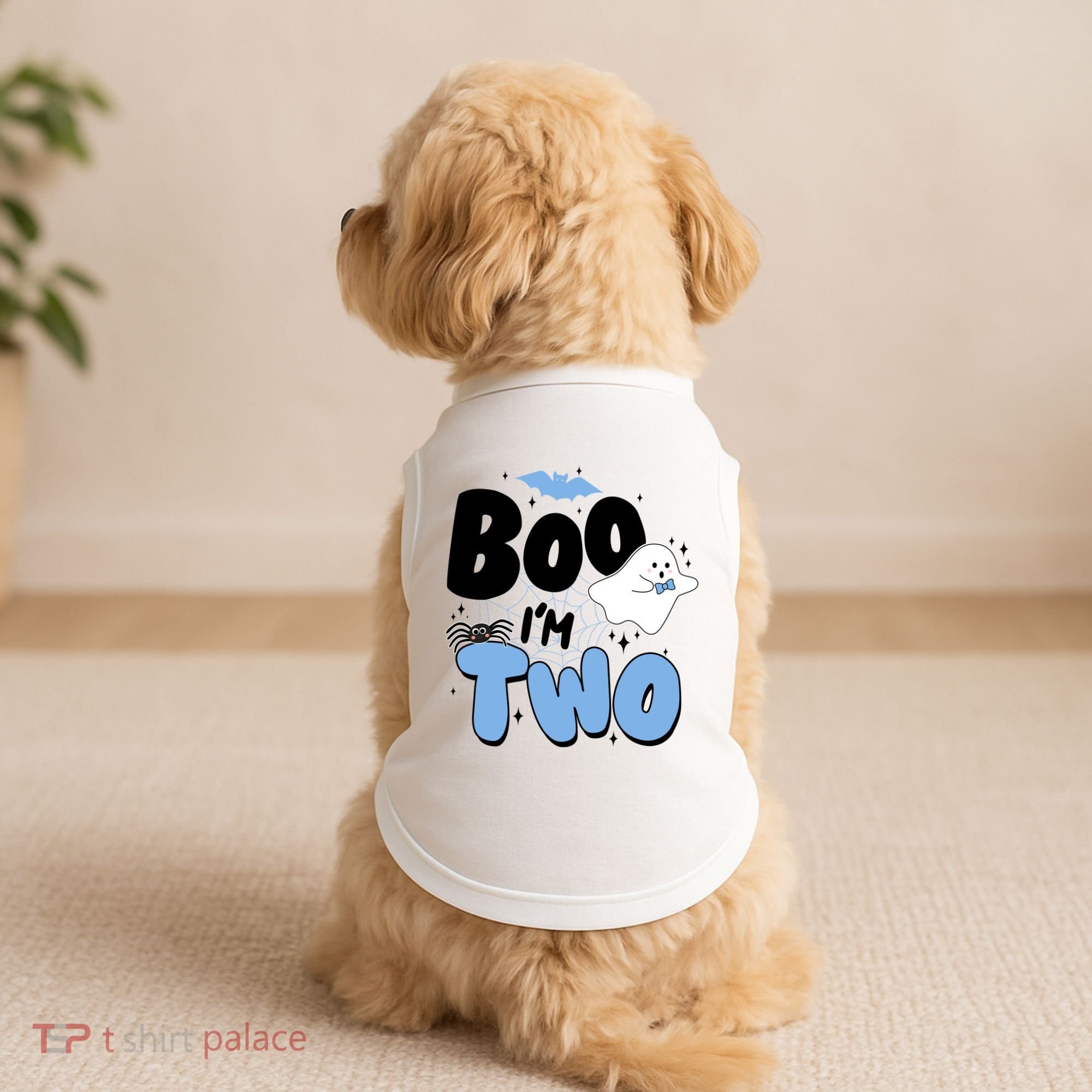 Cute Funny Halloween Boo Im Two Birthday Ghost Boy Doggie Tank