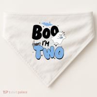Cute Funny Halloween Boo Im Two Birthday Ghost Boy USA-Made Doggie Bandana thumb 0