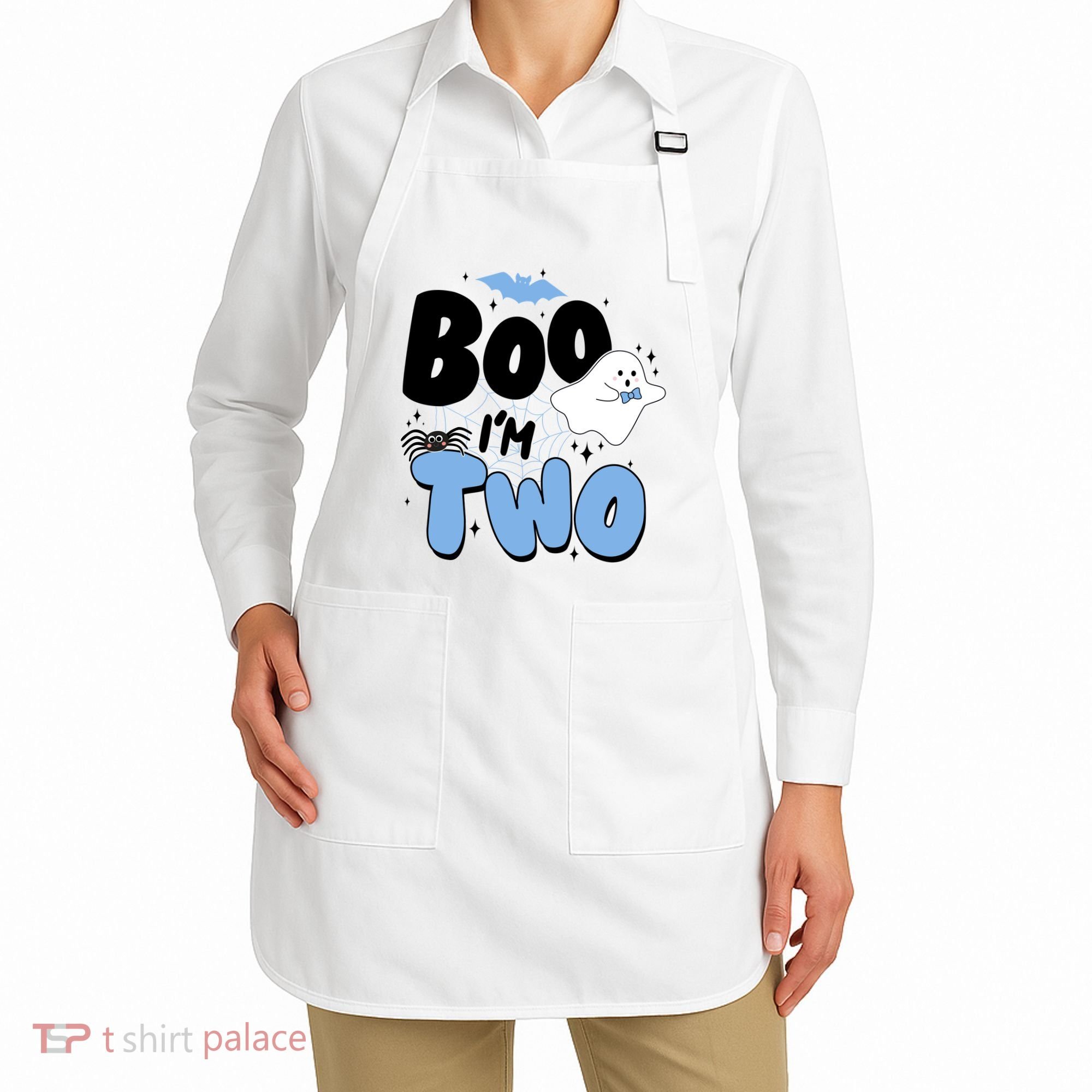 Cute Funny Halloween Boo Im Two Birthday Ghost Boy Apron