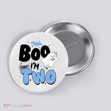 Cute Funny Halloween Boo Im Two Birthday Ghost Boy Button
