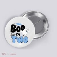 Cute Funny Halloween Boo Im Two Birthday Ghost Boy Button thumb 0