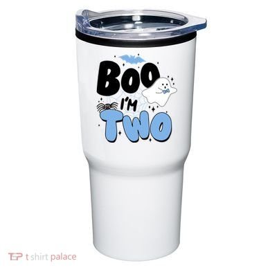 Cute Funny Halloween Boo Im Two Birthday Ghost Boy Tumbler