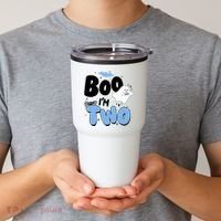 Cute Funny Halloween Boo Im Two Birthday Ghost Boy Tumbler thumb 2