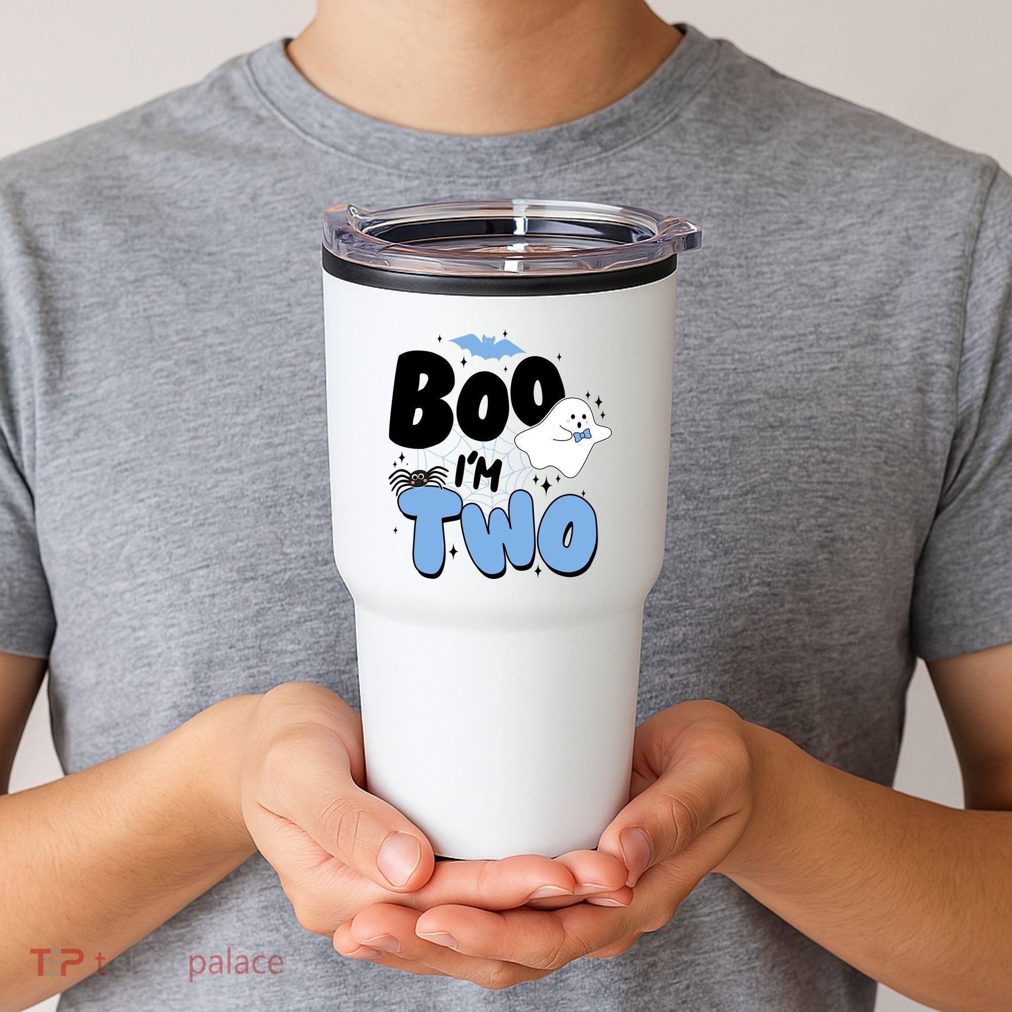 Cute Funny Halloween Boo Im Two Birthday Ghost Boy Tumbler