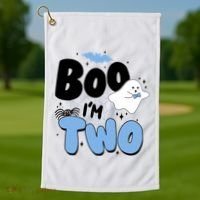 Cute Funny Halloween Boo Im Two Birthday Ghost Boy Golf Towel thumb 1
