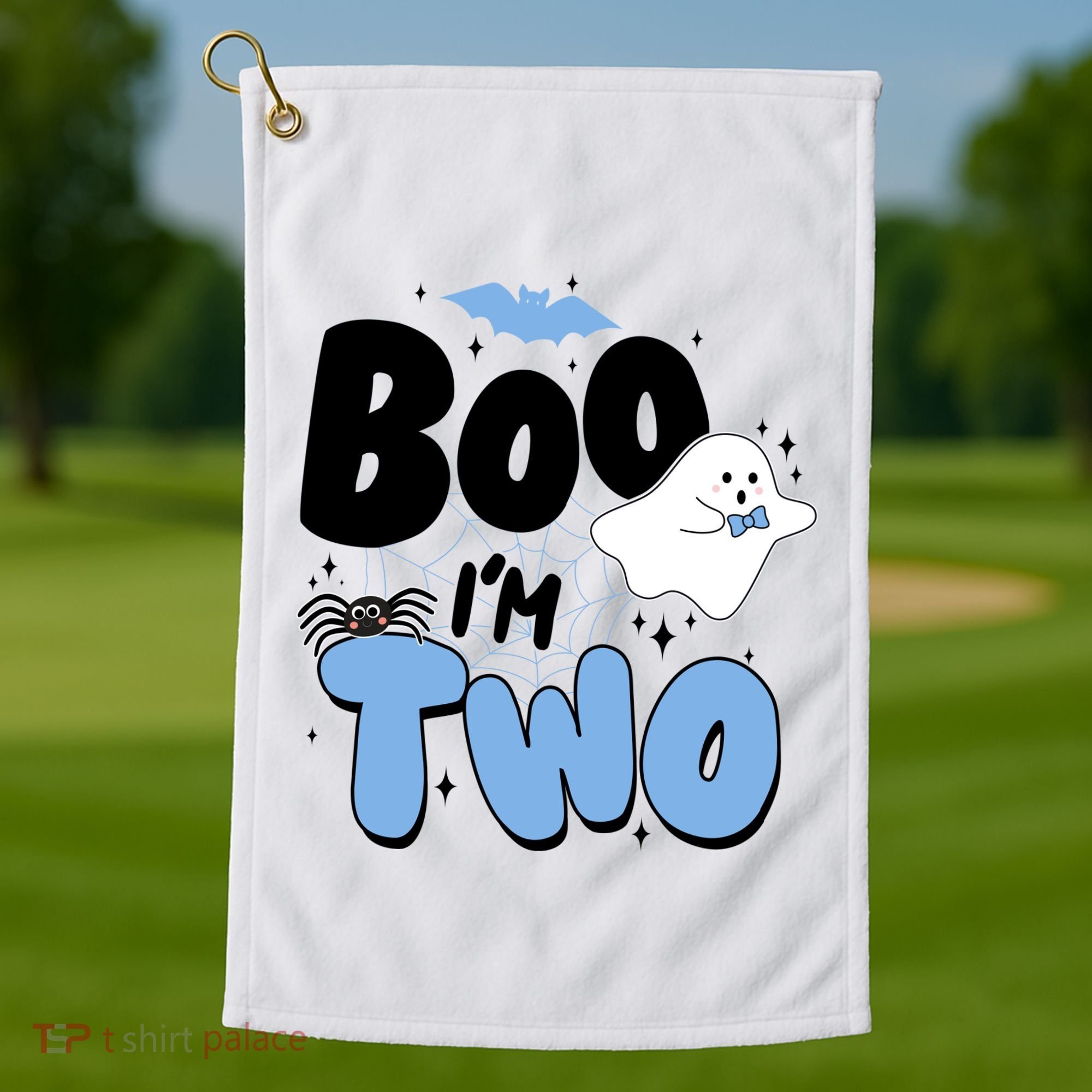Cute Funny Halloween Boo Im Two Birthday Ghost Boy Golf Towel