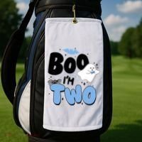 Cute Funny Halloween Boo Im Two Birthday Ghost Boy Golf Towel thumb 2