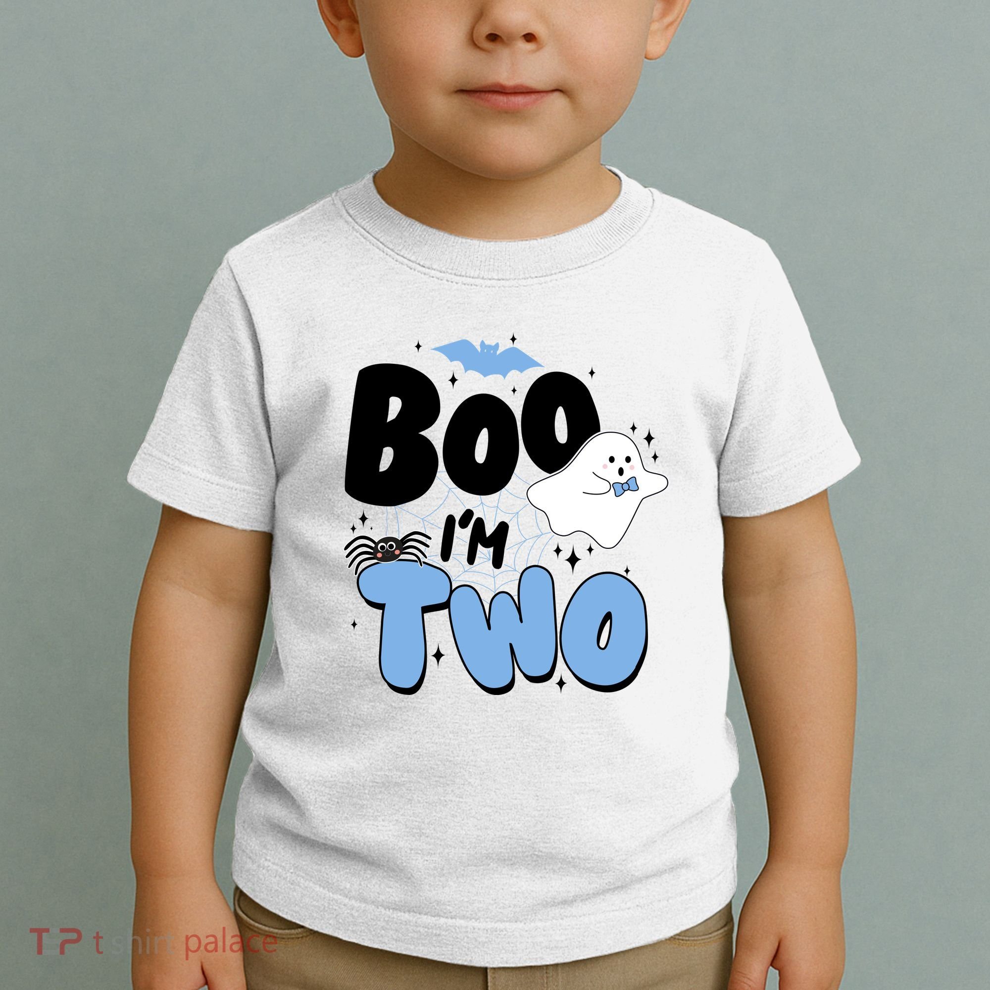 Cute Funny Halloween Boo Im Two Birthday Ghost Boy Toddler T-Shirt