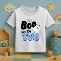 Cute Funny Halloween Boo Im Two Birthday Ghost Boy Toddler T-Shirt thumb 3