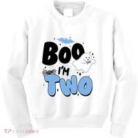 Cute Funny Halloween Boo Im Two Birthday Ghost Boy Kids Sweatshirt thumb 0
