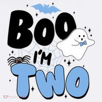 Cute Funny Halloween Boo Im Two Birthday Ghost Boy Kids Sweatshirt thumb 2