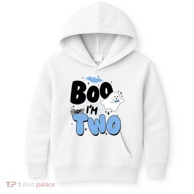 Cute Funny Halloween Boo Im Two Birthday Ghost Boy Kids Hoodie