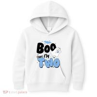 Cute Funny Halloween Boo Im Two Birthday Ghost Boy Kids Hoodie thumb 0