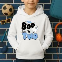 Cute Funny Halloween Boo Im Two Birthday Ghost Boy Kids Hoodie thumb 2