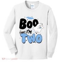 Cute Funny Halloween Boo Im Two Birthday Ghost Boy Kids Long Sleeve Shirt thumb 0