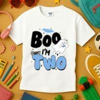 Cute Funny Halloween Boo Im Two Birthday Ghost Boy Kids T-Shirt thumb 3