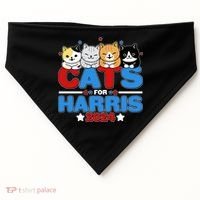 Cats For Harris Vote Kamala Harris 2024 Election USA-Made Doggie Bandana thumb 0