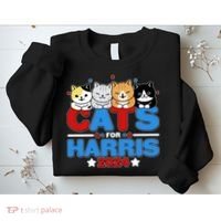 Cats For Harris Vote Kamala Harris 2024 Election Sweatshirt thumb 2